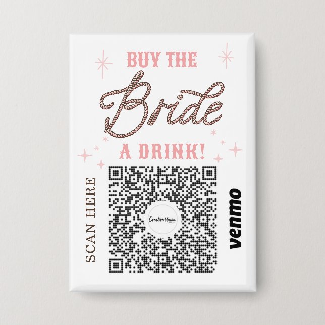 Bachelorette Venmo QR code Buy The Bride A Drink (Front)
