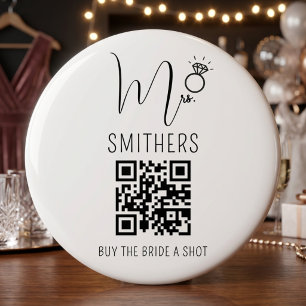 Bachelorette Venmo QR Code Buy the Bride A Drink 7.5 Cm Round Badge