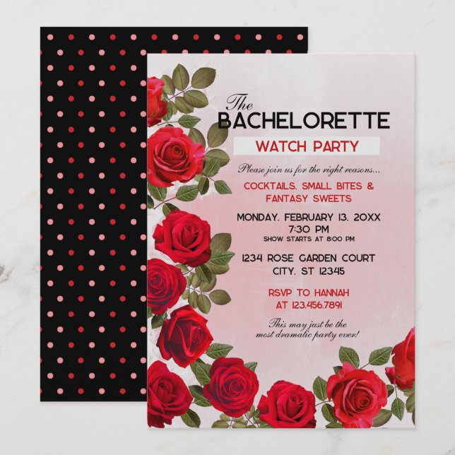 Bachelorette Watch Party Invitation, 5" x 7"  Invitation (Front/Back)