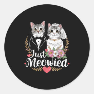 Bachelorette Wedding Party Bride Groom Cats Just M Classic Round Sticker