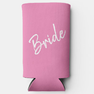 Bachelorette/Wedding - Pink & White - Bride -  Seltzer Can Cooler