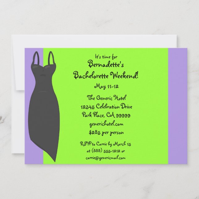 Bachelorette Weekend Black Dress Custom Invites (Front)