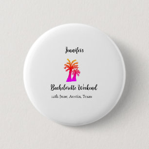 Bachelorette weekend coconut tree club add name 6 cm round badge