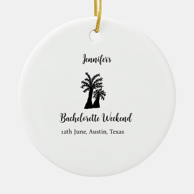 Bachelorette weekend coconut tree club add name  ceramic tree decoration (Front)