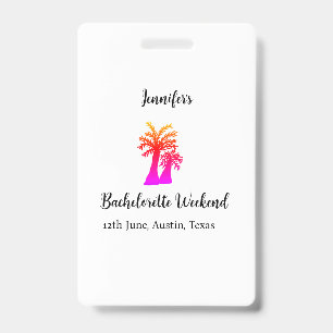 Bachelorette weekend coconut tree club add name  ID badge