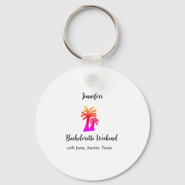 Bachelorette weekend coconut tree club add name  key ring (Front)