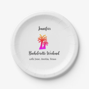 Bachelorette weekend coconut tree club add name paper plate