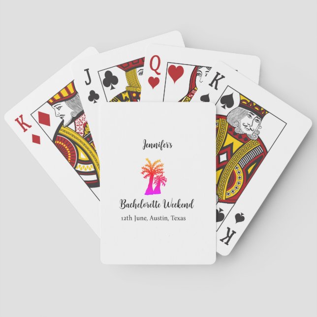 Bachelorette weekend coconut tree club add name  playing cards (Back)