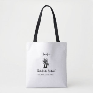 Bachelorette weekend coconut tree club add name tote bag