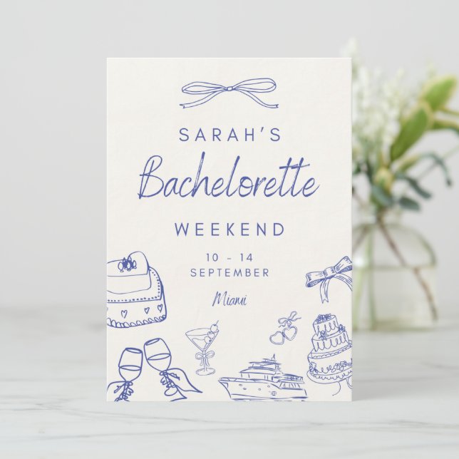 Bachelorette Weekend Customisable Invitation (Standing Front)
