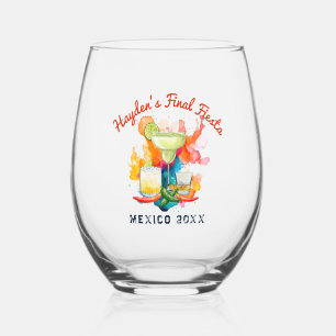 Bachelorette Weekend Final Fiesta Personalized  Stemless Wine Glass