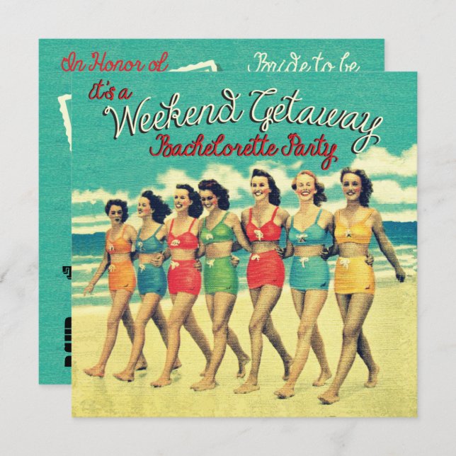 Bachelorette Weekend Getaway Party Invitations (Front/Back)
