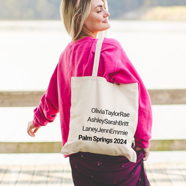 Bachelorette Weekend Girls Trip Multi Name Tote Bag (Creator Uploaded)