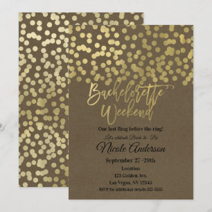 Bachelorette Weekend Gold Modern Chic Rustic Kraft Invitation