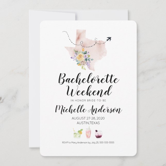 Bachelorette Weekend in Austin Texas Invitation (Front)