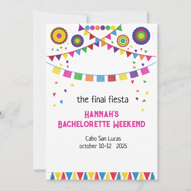 Bachelorette Weekend in Mexico Invitation (Front)