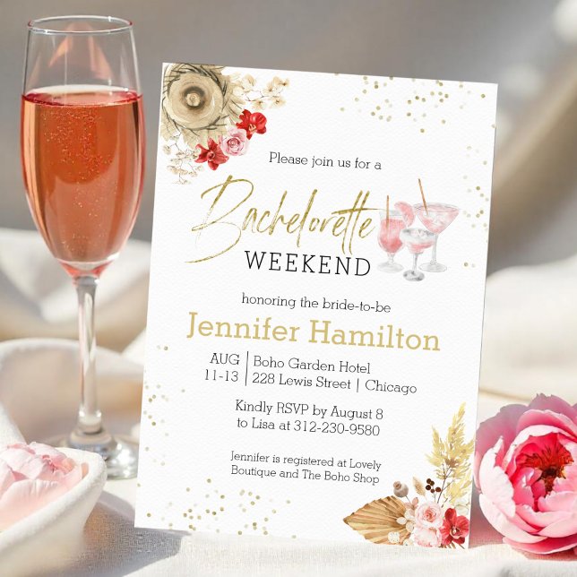 Bachelorette Weekend Invitation | Watercolor Boho (Creator Uploaded)