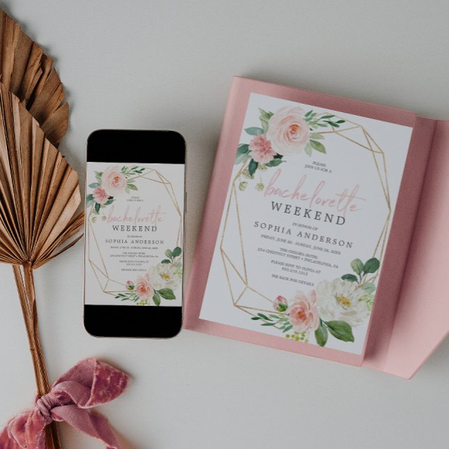 Bachelorette Weekend Itinerary Airy Blush Floral Invitation (Creator Uploaded)