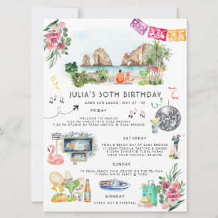 Bachelorette Weekend Itinerary   Cabo San Lucas Invitation