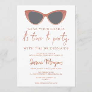 Bachelorette Weekend Itinerary Cateye Sunglasses Invitation