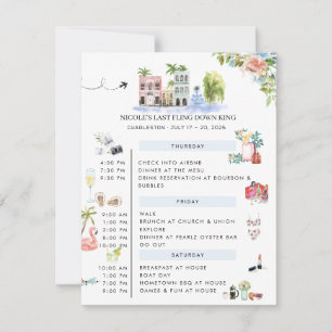 Bachelorette Weekend Itinerary   Charleston, SC Invitation