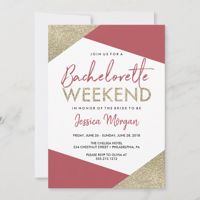 Bachelorette Weekend Itinerary Cranberry Invitation (Front)