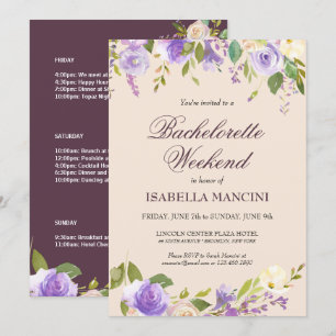 Bachelorette Weekend Itinerary Elegant Floral Invitation