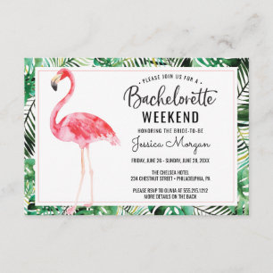 Bachelorette Weekend Itinerary Flamingo Tropical Invitation