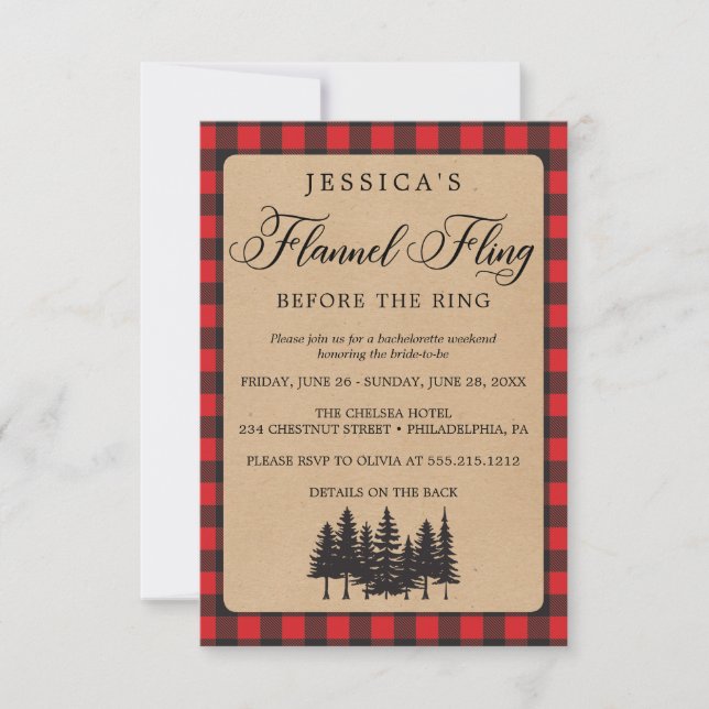 Bachelorette Weekend Itinerary Flannel Fling Invitation (Front)