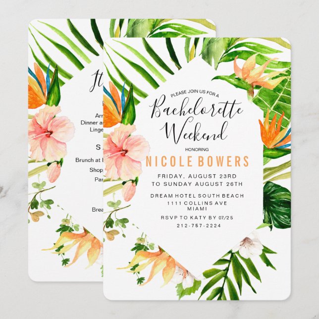 Bachelorette Weekend Itinerary Invitation (Front/Back)