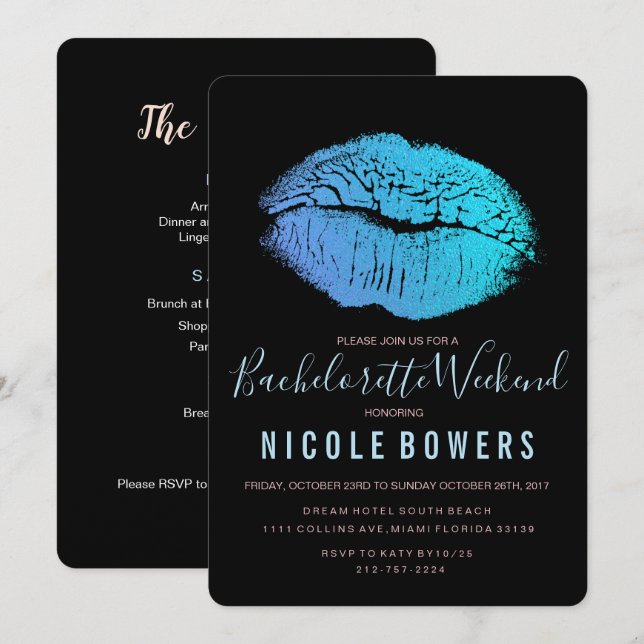 Bachelorette Weekend Itinerary Invitation (Front/Back)