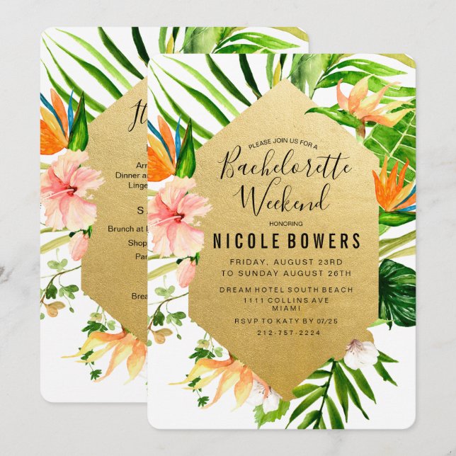 Bachelorette Weekend Itinerary Invitation (Front/Back)