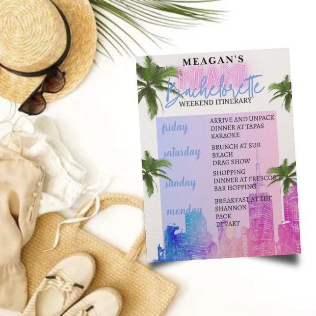 Bachelorette Weekend Itinerary | Miami Beach Invitation (Creator Uploaded)