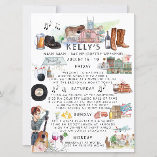 Bachelorette Weekend Itinerary   Nashville Invitation