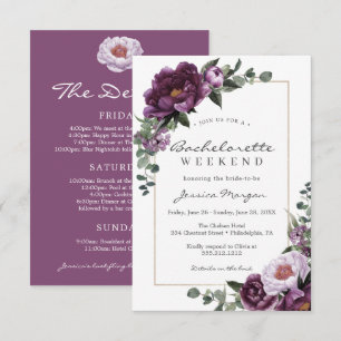 Bachelorette Weekend Itinerary Purple Invitation