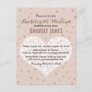 Bachelorette Weekend Itinerary Rose Gold Confetti Invitation