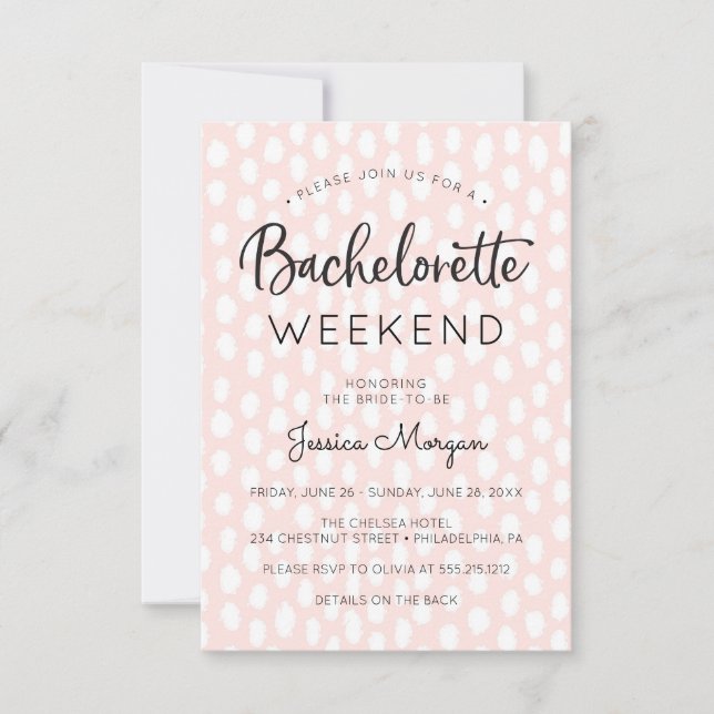 Bachelorette Weekend Itinerary Rustic Pink Invitation (Front)