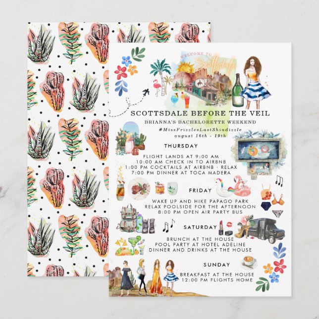 Bachelorette Weekend Itinerary | Scottsdale AZ (Front/Back)