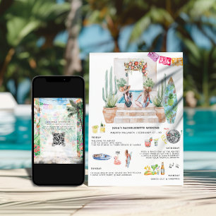 Bachelorette Weekend Itinerary   Tropical Mexico Invitation