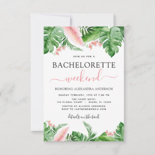 Bachelorette Weekend Itinerary Tropical Palms Invitation