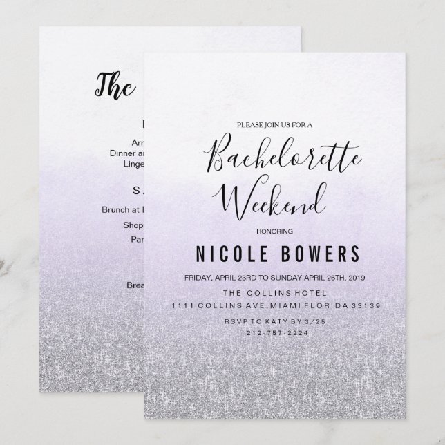 Bachelorette Weekend Lavender Invitation (Front/Back)
