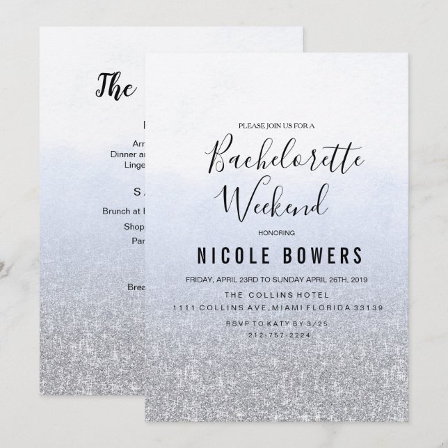 Bachelorette Weekend Light Blue Invitation (Front/Back)