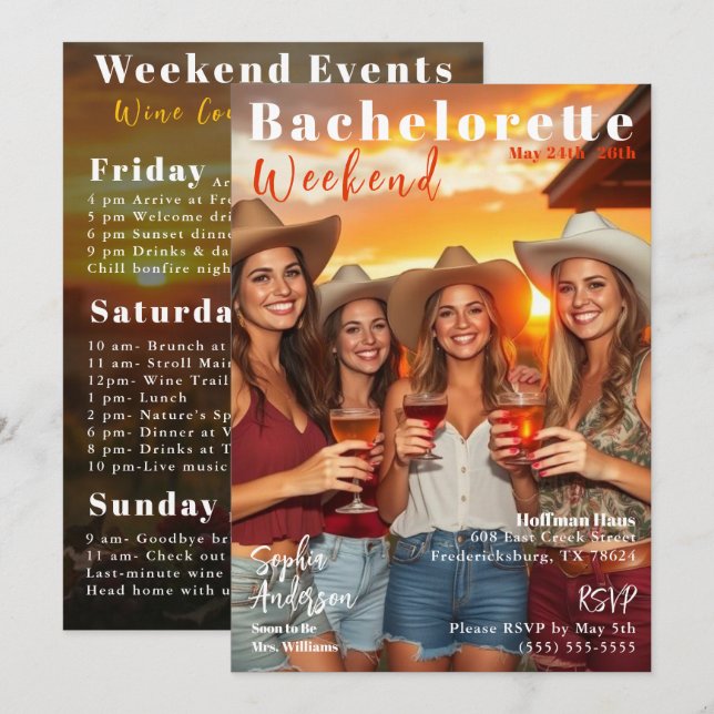 Bachelorette Weekend Magazine Cover Invitation (Front/Back)