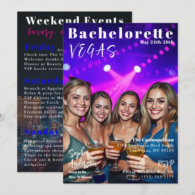 Bachelorette Weekend Magazine Cover Invitation (Front/Back)