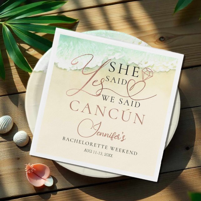 Bachelorette Weekend Napkins | Cancun Beach (Creator Uploaded)