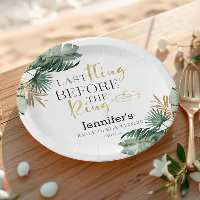Bachelorette Weekend Paper Plates | Tropical Rings (Creator Uploaded)