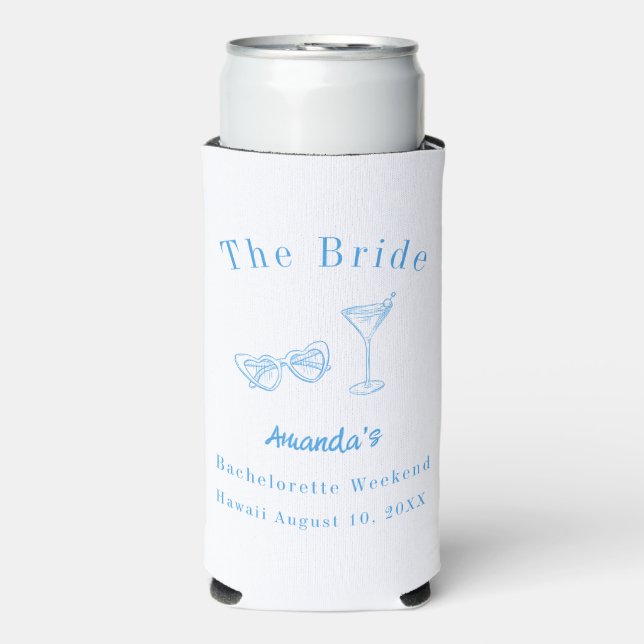 Bachelorette Weekend Party Bride Beach Blue Seltzer Can Cooler (Seltzer Front)