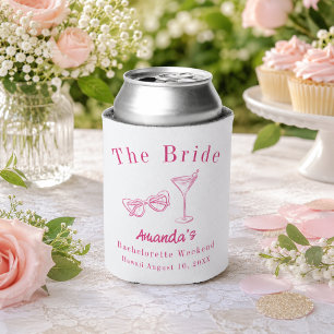 Bachelorette Weekend Party Bride Beach Pink Can Cooler