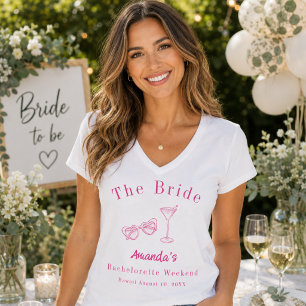 Bachelorette Weekend Party Bride Beach Pink T-Shirt