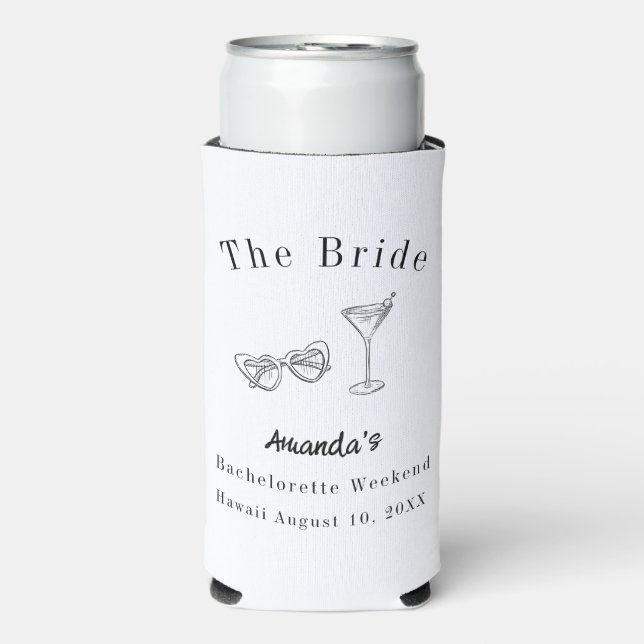 Bachelorette Weekend Party Bride Beach Seltzer Can Cooler (Seltzer Front)